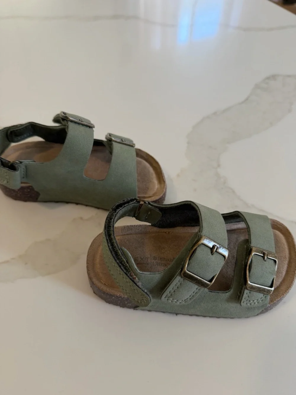 next Olive Green Double Buckle Kids Sandals with Ankle Strap